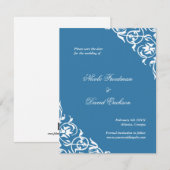 Blue blüh Klassische Scroll Hochzeit speichern Sie Save The Date (Vorne/Hinten)
