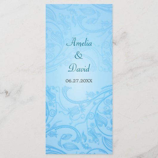 Blue Blüh Wedding Menu Menükarte (Rückseite)