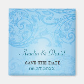 Blue Blüh Wedding Save the Date Magnet (Vorne)