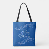 Blue Blühte Frohe Weihnachts Tote Tag Tasche (Rückseite)