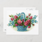 Blue Blume Basket Postkarte (Vorne/Hinten)