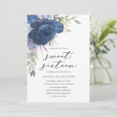 Blue Blume Bouquet 16 . Geburtstag 16 Geburtstag Einladung (Stehend Vorderseite)