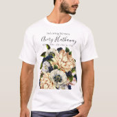 Blue Blume Bouquet Beerdigung Memorial T-Shirt (Vorderseite)