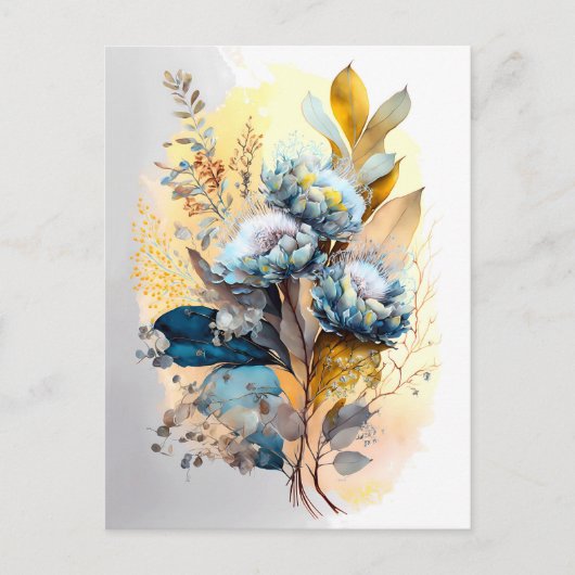 Blue Blume Bouquet Postcard Postkarte (Vorderseite)