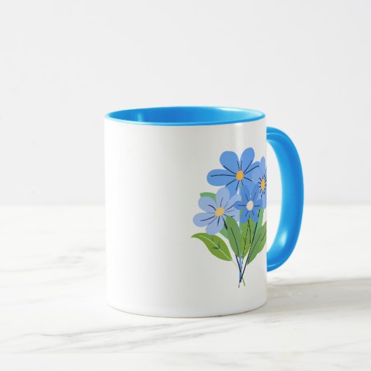 Blue Blume Bouquet Tasse (VorderseiteRechts)