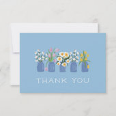 Blue Blume Cart Matching Mason Jar Dankeskarte (Vorderseite)