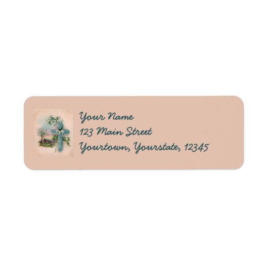 Blue Blume Cross Christlich Address Labels (Vorne)