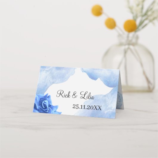 Blue Blume Custom Wedding Table Platzkarte (Rückseite)