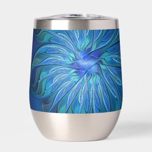 Blue Blume Fantasy Pattern, Abstraktes Fraktal Art (Vorderseite)