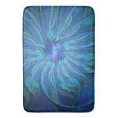 Blue Blume Fantasy Pattern, Abstraktes Fraktal Art Badematte (Vorderseite Vertikal)