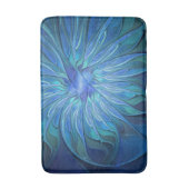Blue Blume Fantasy Pattern, Abstraktes Fraktal Art Badematte (Vorderseite Vertikal)