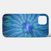 Blue Blume Fantasy Pattern, Abstraktes Fraktal Art Case-Mate iPhone Hülle (Rückseite (Horizontal))