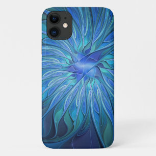 Blue Blume Fantasy Pattern, Abstraktes Fraktal Art Case-Mate iPhone Hülle