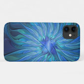 Blue Blume Fantasy Pattern, Abstraktes Fraktal Art Case-Mate iPhone Hülle (Rückseite (Horizontal))