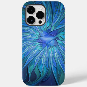 Blue Blume Fantasy Pattern, Abstraktes Fraktal Art Case-Mate iPhone 14 Pro Max Hülle