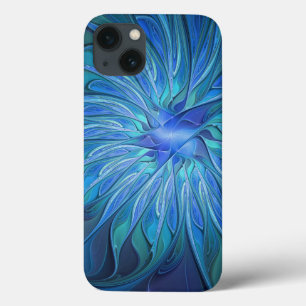Blue Blume Fantasy Pattern, Abstraktes Fraktal Art Case-Mate iPhone Hülle
