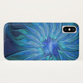 Blue Blume Fantasy Pattern, Abstraktes Fraktal Art Case-Mate iPhone Hülle (Rückseite (Horizontal))