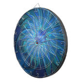 Blue Blume Fantasy Pattern, Abstraktes Fraktal Art Dartscheibe (Vorderseite rechts)