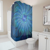 Blue Blume Fantasy Pattern, Abstraktes Fraktal Art Duschvorhang (Beispiel)