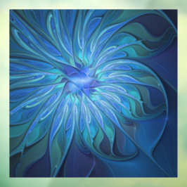 Blue Blume Fantasy Pattern, Abstraktes Fraktal Art Fensteraufkleber