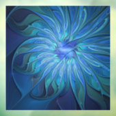 Blue Blume Fantasy Pattern, Abstraktes Fraktal Art Fensteraufkleber (Blatt 3)
