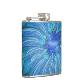 Blue Blume Fantasy Pattern, Abstraktes Fraktal Art Flachmann (Rechts)