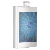 Blue Blume Fantasy Pattern, Abstraktes Fraktal Art Flachmann (Rechts)