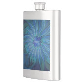 Blue Blume Fantasy Pattern, Abstraktes Fraktal Art Flachmann (Links)