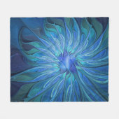 Blue Blume Fantasy Pattern, Abstraktes Fraktal Art Fleecedecke (Vorderseite (Horizontal))