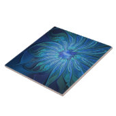 Blue Blume Fantasy Pattern, Abstraktes Fraktal Art Fliese (Seite)