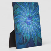 Blue Blume Fantasy Pattern, Abstraktes Fraktal Art Fotoplatte (Seite)