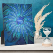 Blue Blume Fantasy Pattern, Abstraktes Fraktal Art Fotoplatte (Seite)