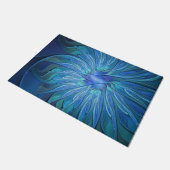 Blue Blume Fantasy Pattern, Abstraktes Fraktal Art Fußmatte (Schrägansicht)