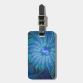 Blue Blume Fantasy Pattern, Abstraktes Fraktal Art Gepäckanhänger (Vorderseite vertikal)
