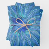 Blue Blume Fantasy Pattern, Abstraktes Fraktal Art Geschenkpapier Set (Beispiel)