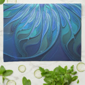 Blue Blume Fantasy Pattern, Abstraktes Fraktal Art Geschirrtuch (Gefaltet)