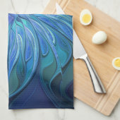Blue Blume Fantasy Pattern, Abstraktes Fraktal Art Geschirrtuch (Viertel Falte)