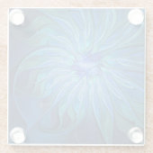 Blue Blume Fantasy Pattern, Abstraktes Fraktal Art Glasuntersetzer (Rückseite)