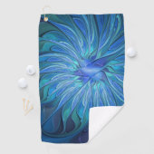 Blue Blume Fantasy Pattern, Abstraktes Fraktal Art Golfhandtuch (Insitu)