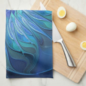 Blue Blume Fantasy Pattern, Abstraktes Fraktal Art Handtuch (Viertel Falte)