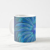 Blue Blume Fantasy Pattern, Abstraktes Fraktal Art Kaffeetasse (Vorderseite Links)