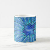 Blue Blume Fantasy Pattern, Abstraktes Fraktal Art Kaffeetasse (Mittel)