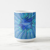 Blue Blume Fantasy Pattern, Abstraktes Fraktal Art Kaffeetasse (Mittel)