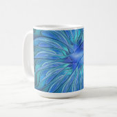 Blue Blume Fantasy Pattern, Abstraktes Fraktal Art Kaffeetasse (Vorderseite Links)
