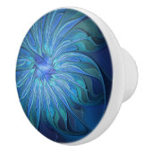 Blue Blume Fantasy Pattern, Abstraktes Fraktal Art Keramikknauf (Rechts)