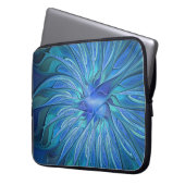 Blue Blume Fantasy Pattern, Abstraktes Fraktal Art Laptopschutzhülle (Vorderseite Links)