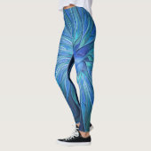 Blue Blume Fantasy Pattern, Abstraktes Fraktal Art Leggings (Links)