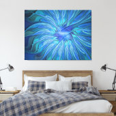 Blue Blume Fantasy Pattern, Abstraktes Fraktal Art Leinwanddruck (Insitu (Schlafzimmer))