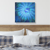 Blue Blume Fantasy Pattern, Abstraktes Fraktal Art Leinwanddruck (Insitu (Schlafzimmer))