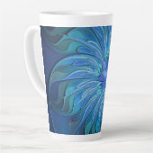 Blue Blume Fantasy Pattern, Abstraktes Fraktal Art Milchtasse (Linke Ecke)